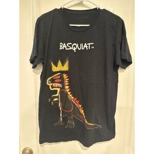Reasonx Basquiat Dinosaur Modern Graphic T Shirt Black Men's Size Large